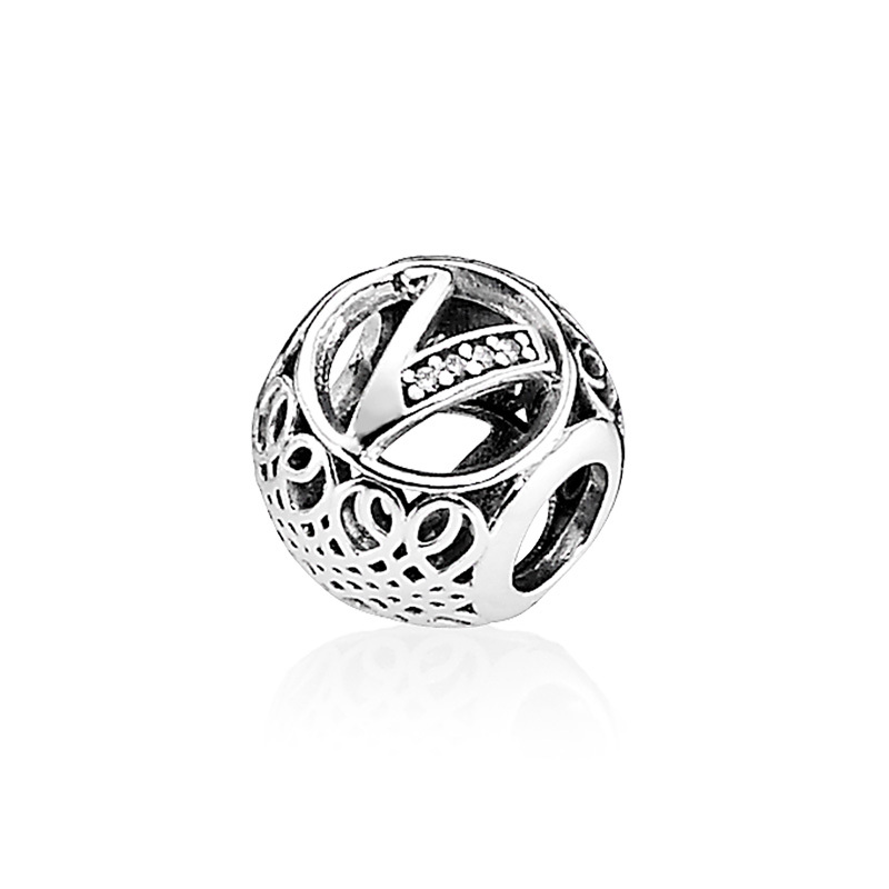 PANDORA潘多拉 复古字母V 925银串饰 791866CZ