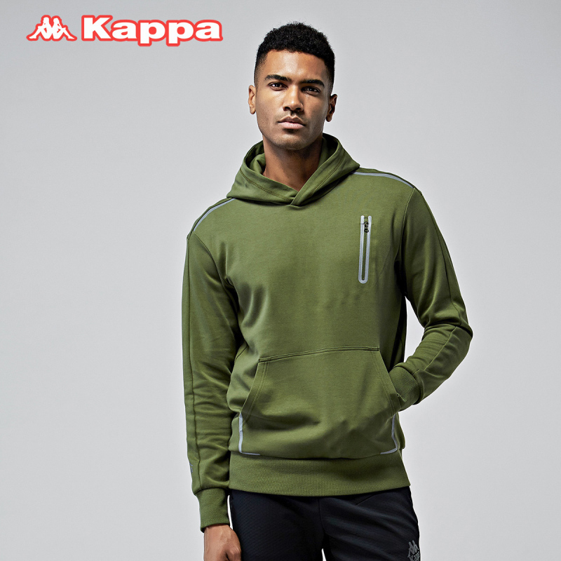 Kappa卡帕男运动卫衣秋冬打底衫休闲上衣套头帽衫运动衣