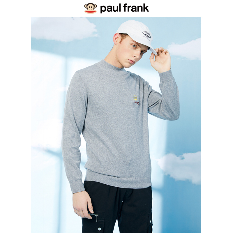 Paul Frank/大嘴猴冬季新款针织衫韩版潮流修身高领男士毛衣