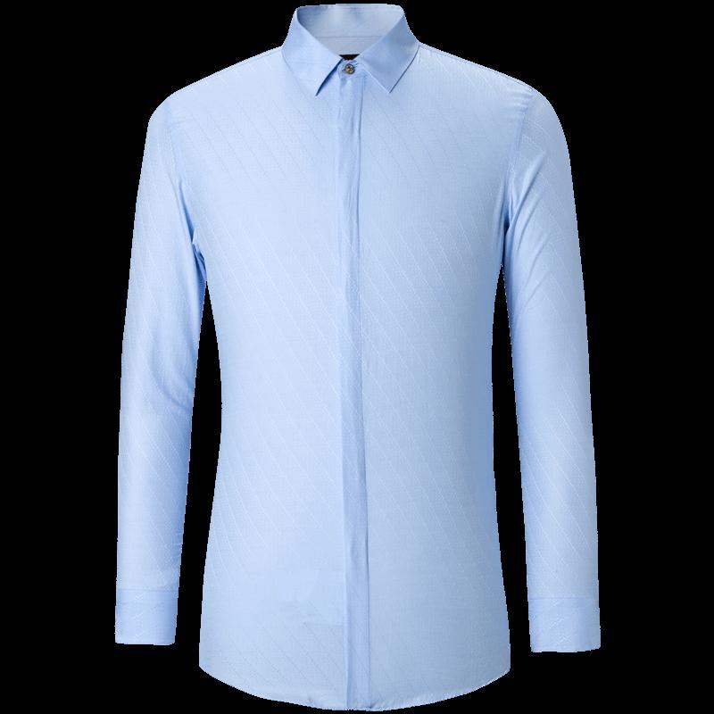 tries长袖衬衫男士年秋冬修身纯色寸衫商务休闲职业正装莫代尔衬衣