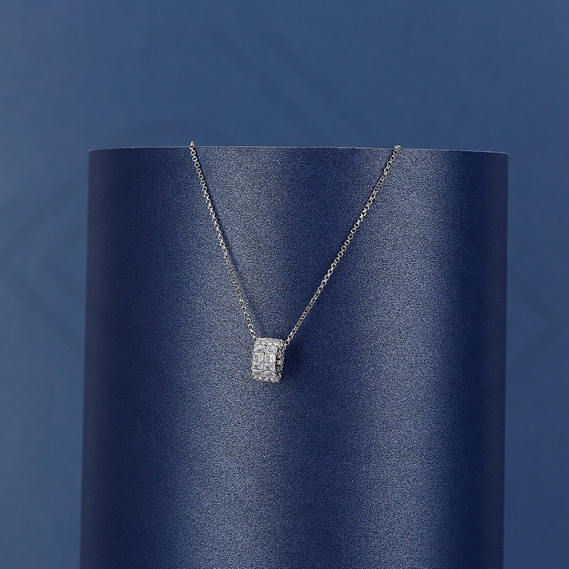 apmmonaco环形项链女锁骨链简约几何双圈小蛮腰毛衣链情侣吊坠