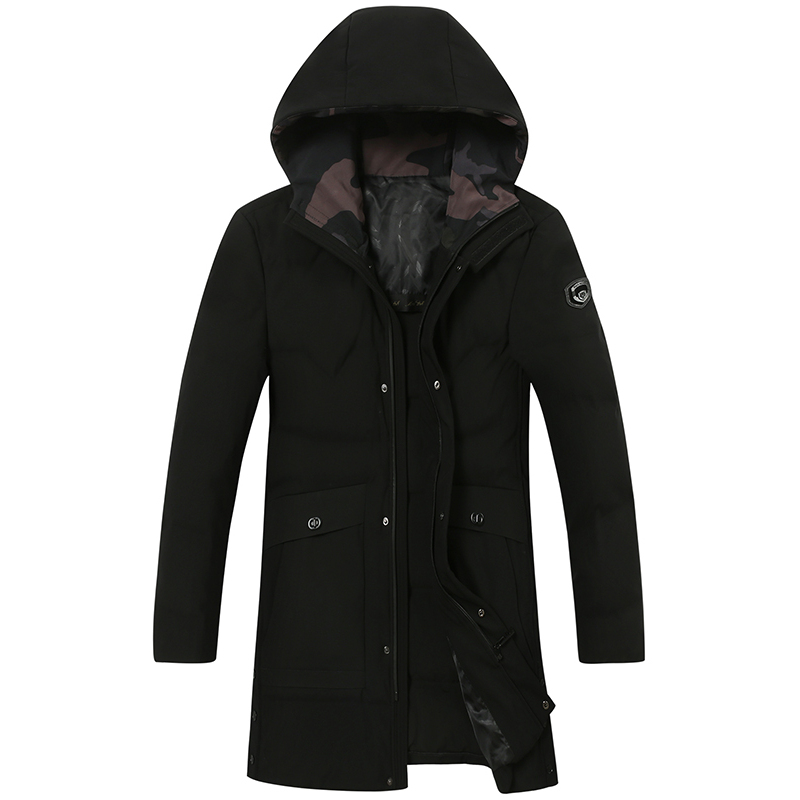 卡帝乐鳄鱼(CARTELO)羽绒服男中长款连帽外套2018冬季新品保暖羽绒服BAK6839