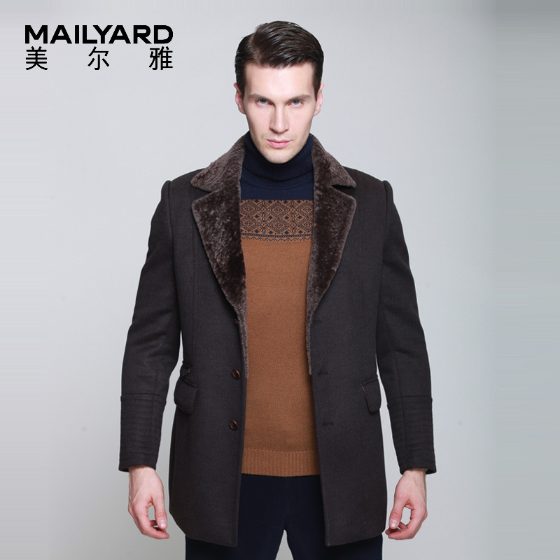 美尔雅(MAILYARD)男式短套 羊毛商务休闲男士毛呢大衣 秋冬上衣外套 046