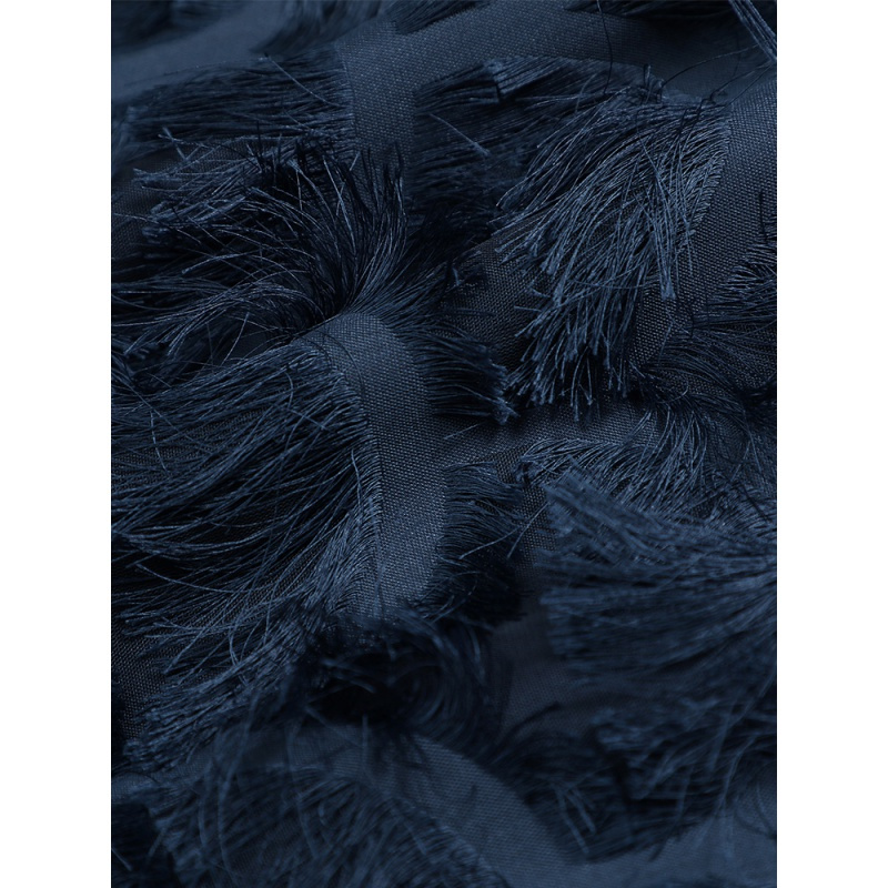 欧昵雪V领露背宽松流苏提花雪纺吊带连衣裙女打底裙