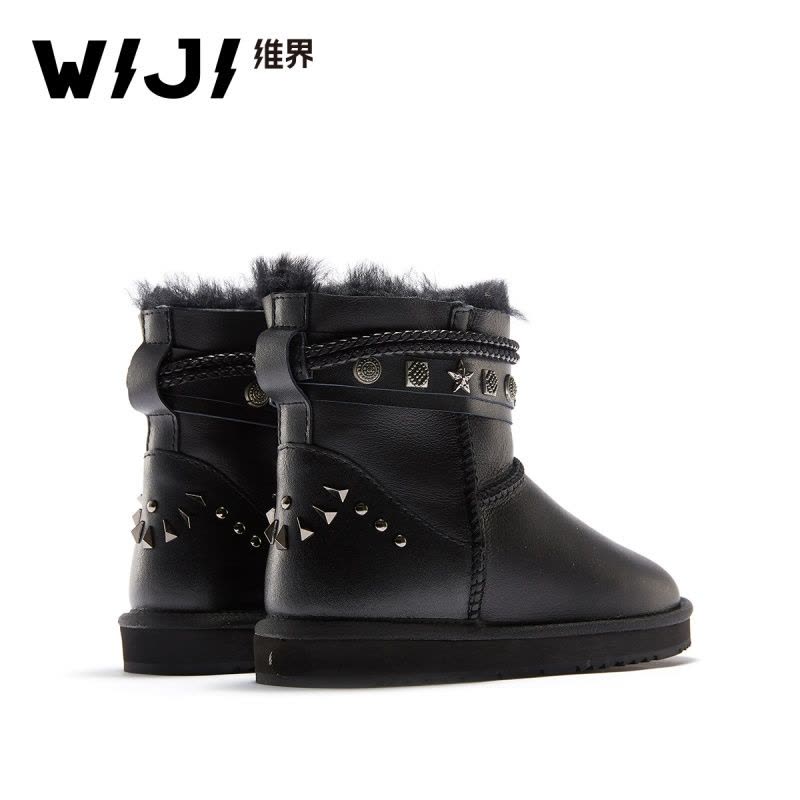 WIJI冬季新款皮毛一体雪地靴金属装饰靓丽炫酷保暖舒适休闲女鞋女图片