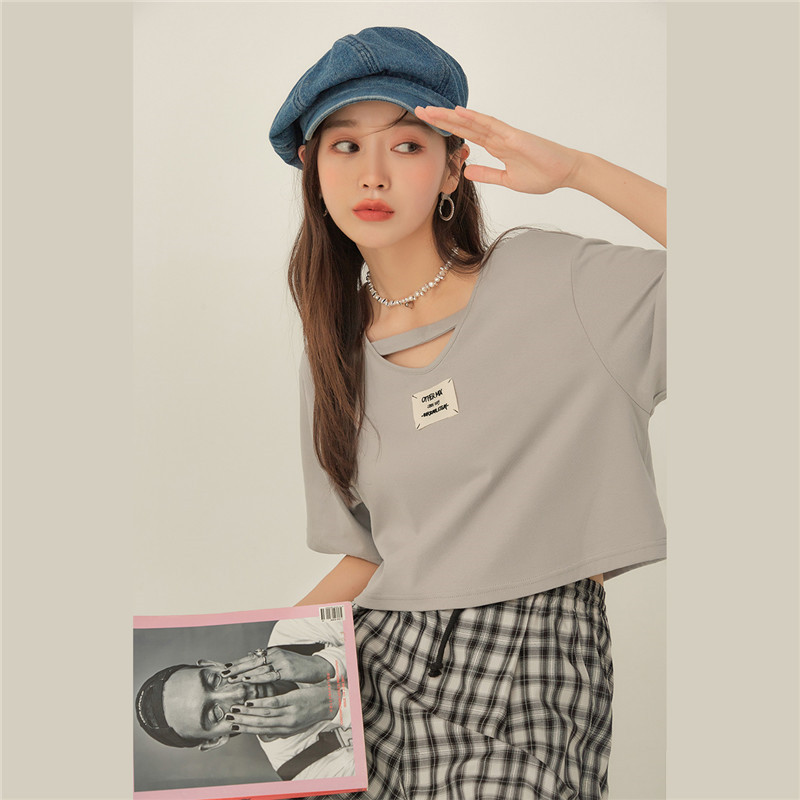 OtherMix贴布时尚t恤女2021年夏季新款设计感小众宽松短袖上衣潮