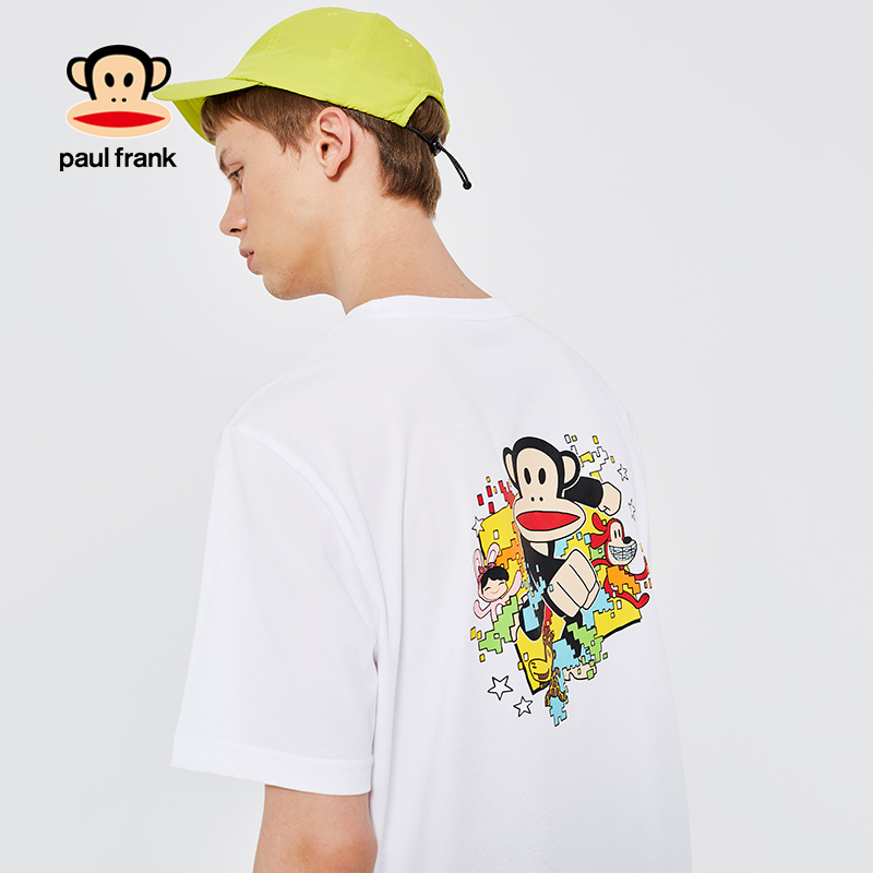Paul Frank/大嘴猴2019夏季新款T恤男印花半袖韩版宽松圆领上衣潮