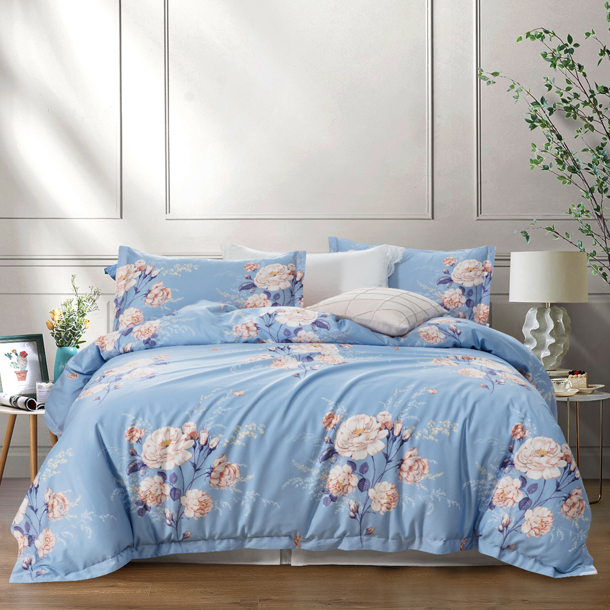 雅兰家纺纯棉四件套60支贡缎长绒棉床单被套全棉床上用品套件