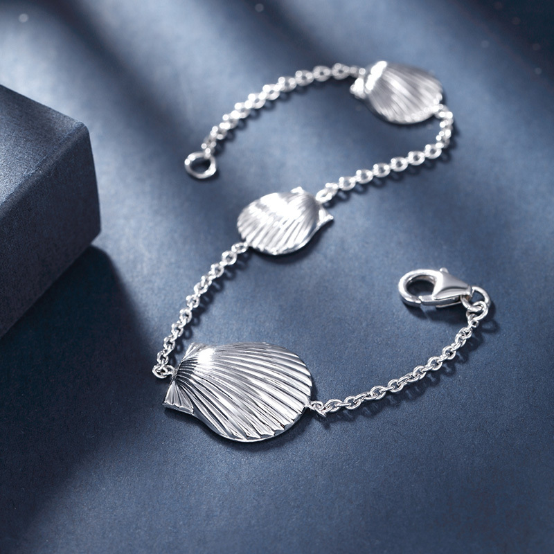 美国myfashiondesigns925银手链女款贝壳之恋纯银手链