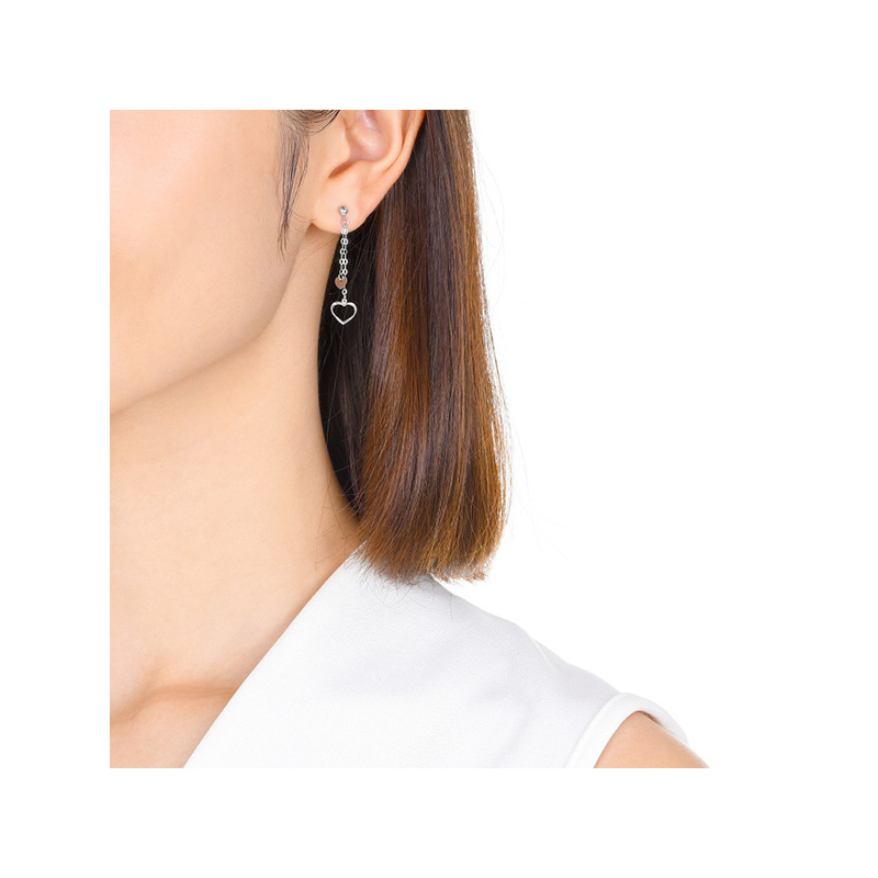 周生生chowsangsangpt950铂金心影长菱形吊心耳坠白金耳饰耳钉