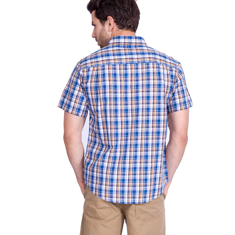 圣弗莱sevlae男式格子衬衫男士商务休闲翻领棉短男装9322947212