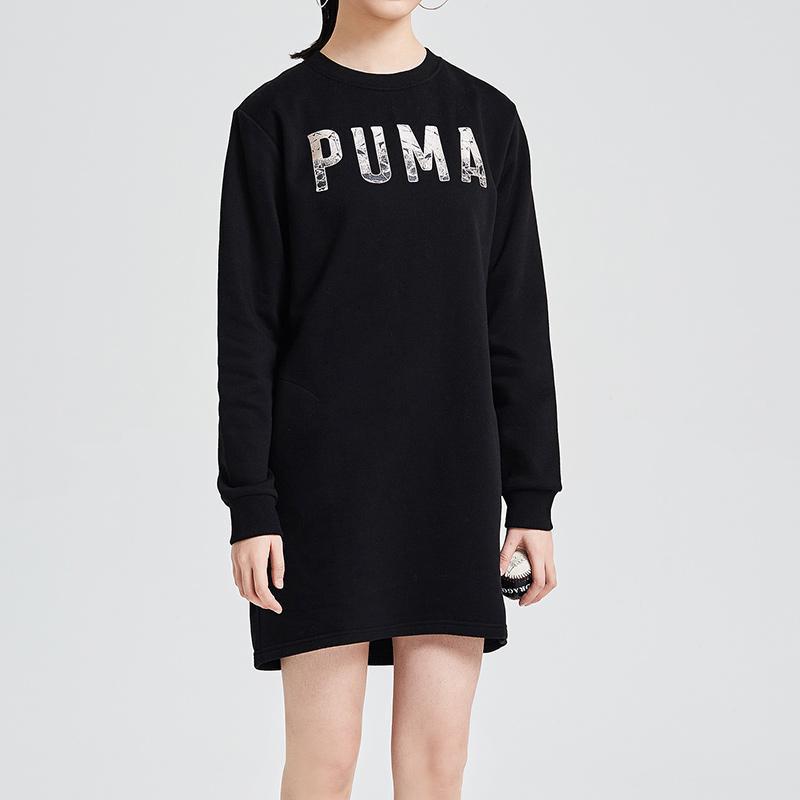 PUMA彪马女装加绒保暖连衣裙圆领运动服卫衣851868
