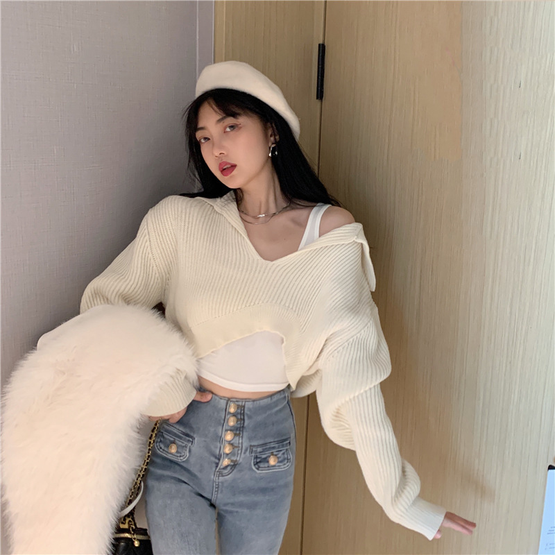 港味复古chic毛衣秋冬季新款设计感小众短款气质针织衫上衣女