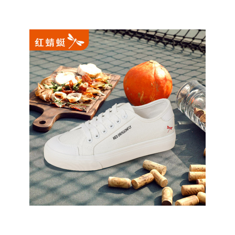红蜻蜓布鞋女新款潮一脚蹬平底百搭学生韩版夏季薄款透气帆布WTB9542