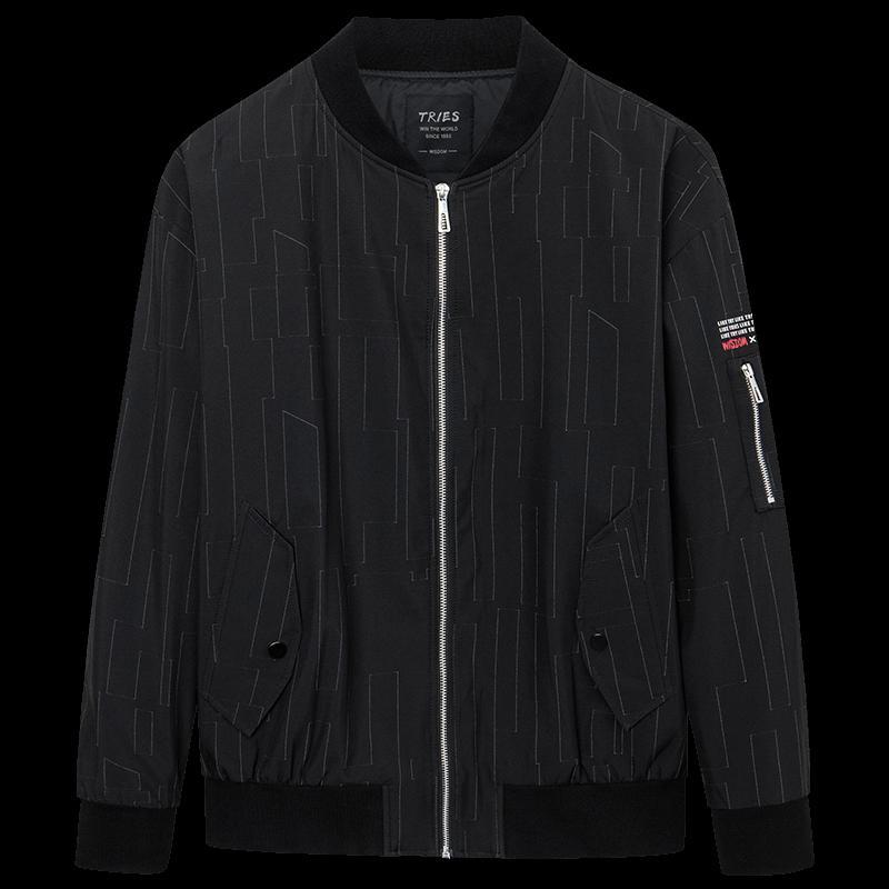 才子男装棒球领夹克男士2020秋季新款修身薄款印花休闲短款外套