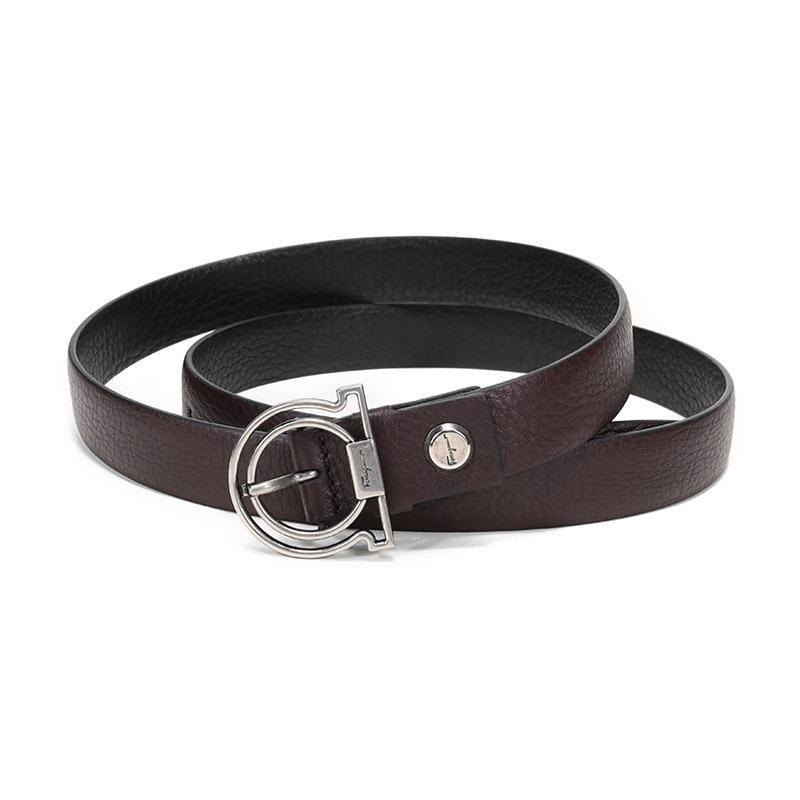 salvatoreferragamo菲拉格慕男士皮革仿古针扣式双面皮带腰带67a196