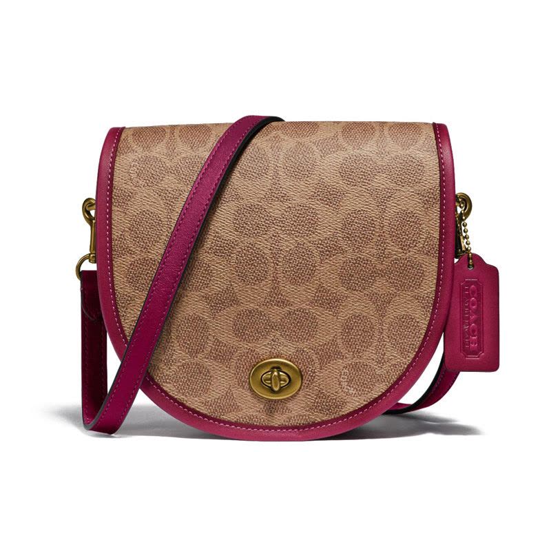【预定】COACH/蔻驰Saddle 旋转扣单肩包 拼色145 PVC/牛皮革 18*16*6CM图片
