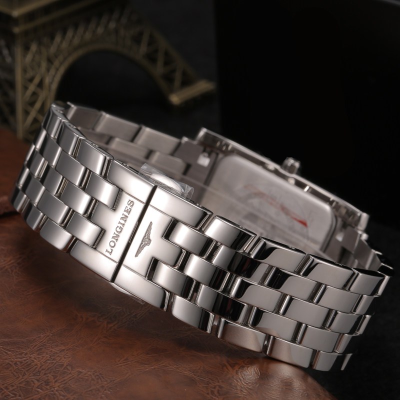 浪琴longines黛绰维纳系列钢带方形石英男士手表l56554736