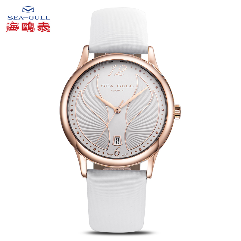 海鸥表(SEAGULL)女士手表时尚单历自动机械表女表天使之翼系列813.93.6016L白盘白带