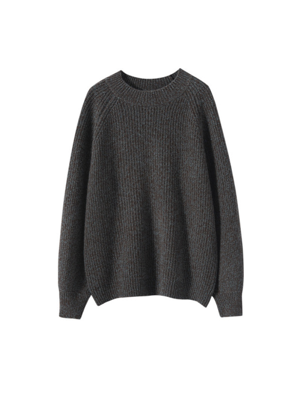 半高领山羊绒衫女针织打底衫宽松秋冬落肩套头长袖元宝针毛衣内搭