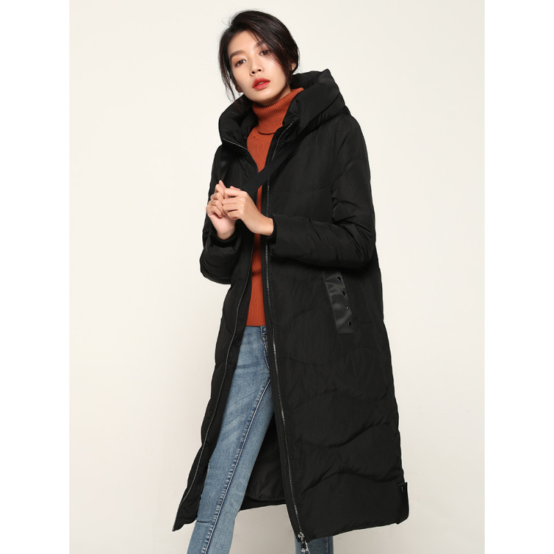 冰洁羽绒服女长款修身显瘦女士时尚冬装外套J80143042V