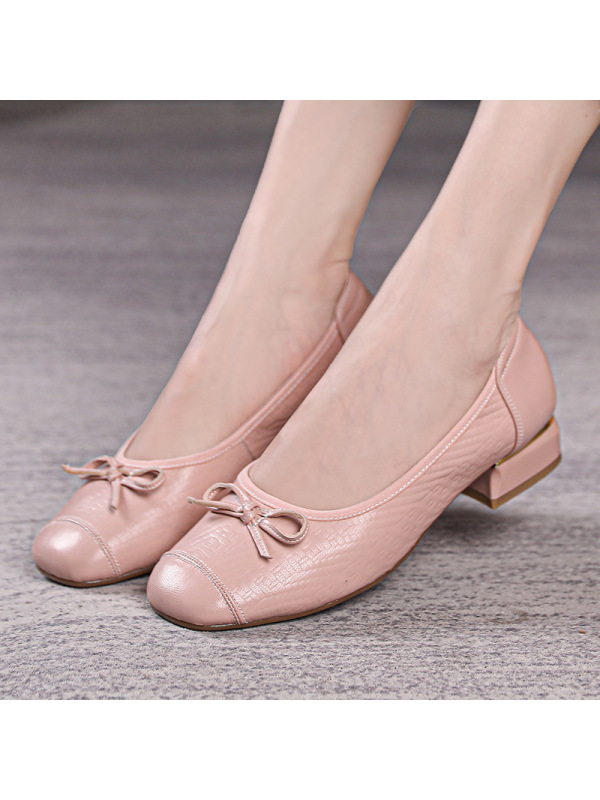 新款通勤英伦舒适平跟法式芭蕾舞鞋软底时尚百搭牛皮四季单鞋