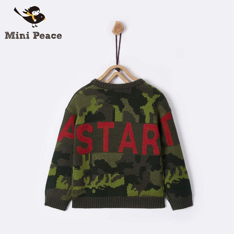 minipeace太平鸟童装男童毛衣儿童针织衫字母装饰迷彩内搭潮童