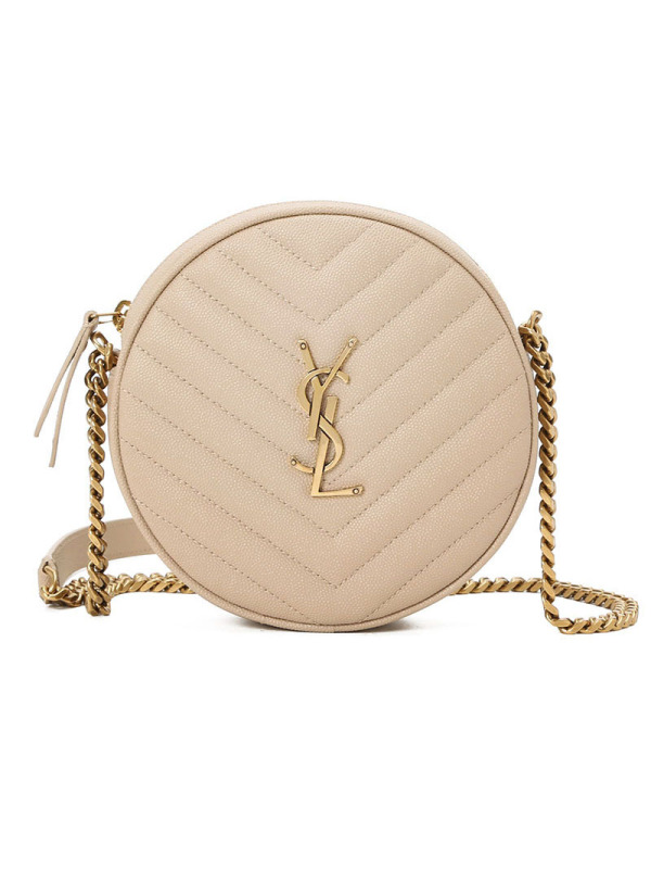 YSL 圣罗兰 VINYLE 圆饼 字母LOGO 绗缝皮 610436