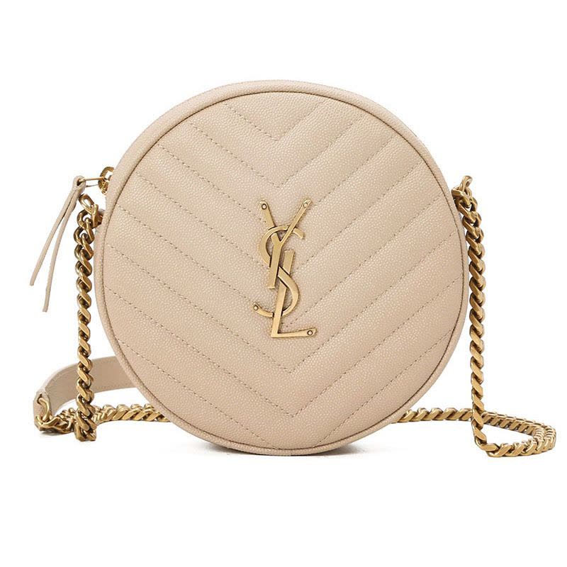 YSL 圣罗兰 VINYLE 圆饼 字母LOGO 绗缝皮 610436图片