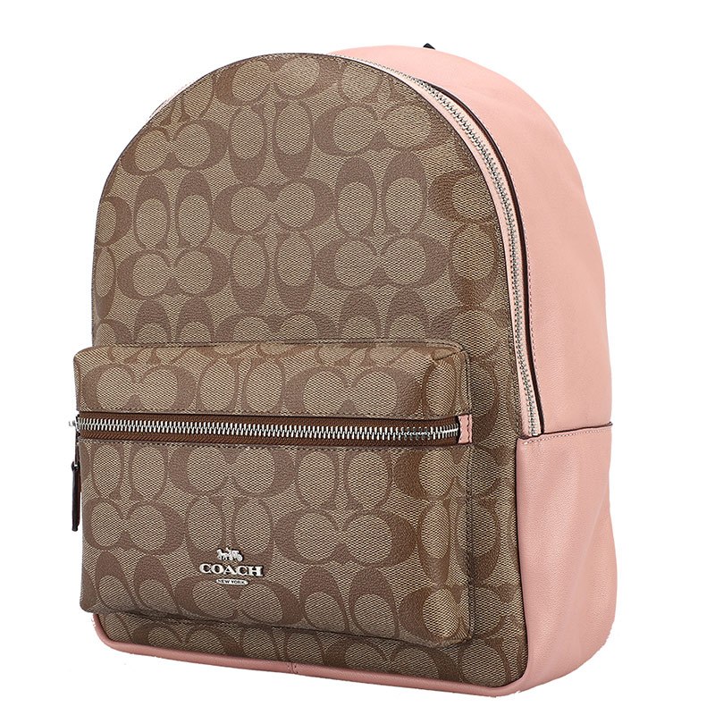 coach蔻驰品女士经典卡其色人造革双肩包f32200svavk