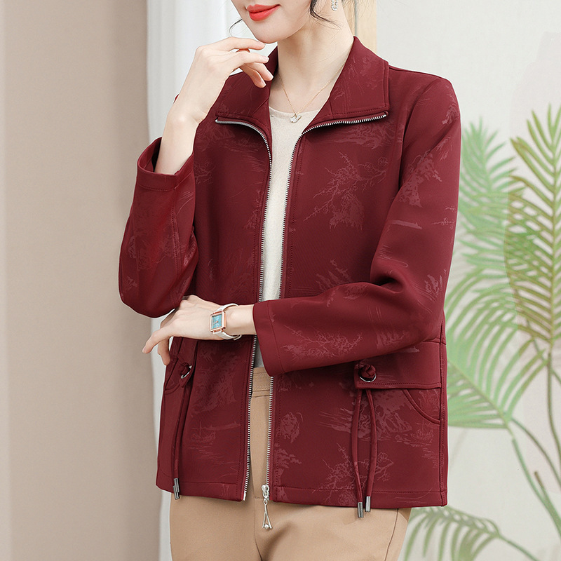 50岁妈妈装外套女春秋新款洋气中老年春装衣服翻领女士休闲服装女