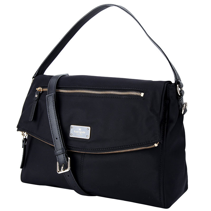 Kate Spade 凯特·丝蓓 奢侈品 女款黑色帆布手提单肩斜挎包 WKRU4215 001