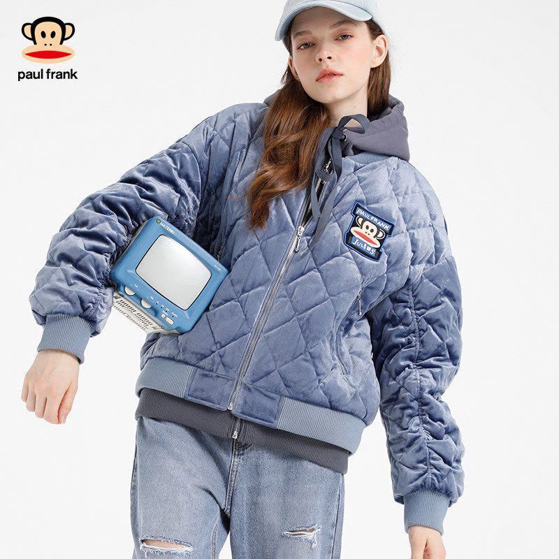Paul Frank/大嘴猴秋冬羽绒服女宽松韩版假两件连帽大衣X图片