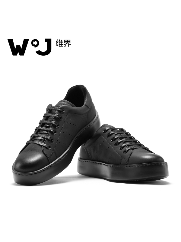 维界维界春季韩版真皮潮流新款时尚男士个性板鞋青年厚底耐磨休闲鞋男