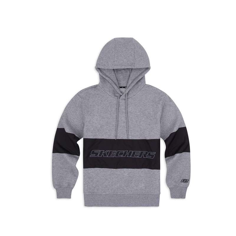 skechers斯凯奇男装时尚撞色连帽套头卫衣 休闲外套男 SEAMW18B030