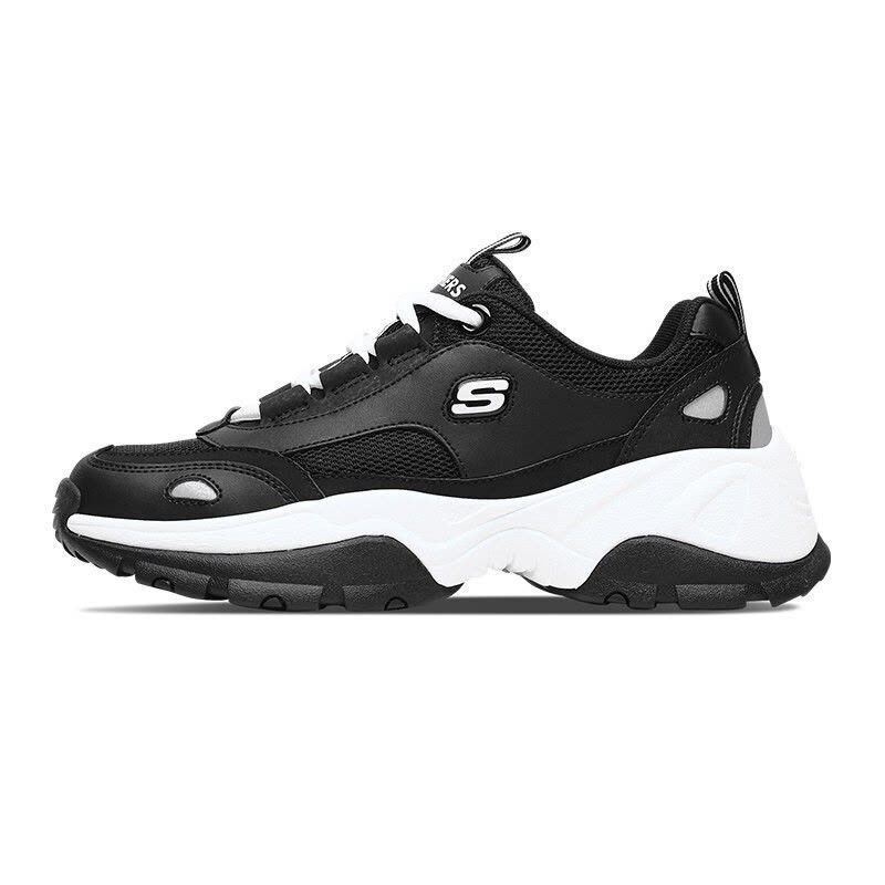 斯凯奇Skechers 女鞋运动鞋春夏季D’lites熊猫鞋绑带复古休闲鞋88888327/BKW图片