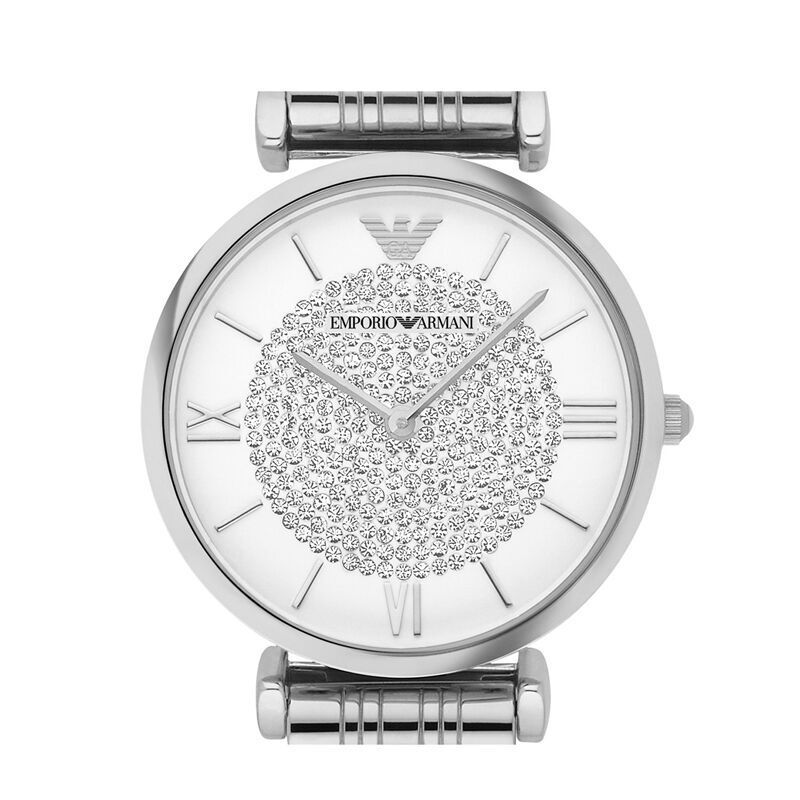 armani阿玛尼钢带女表贝母镶钻超薄石英表罗马条钉女士手表