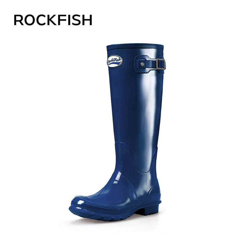 Rockfish英国高筒春夏雨靴女士 经典亮光雨鞋女天然橡胶水鞋高帮