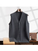 秋冬新款男士V领羊绒开衫单排扣无袖上衣中年商务休闲宽松型外套