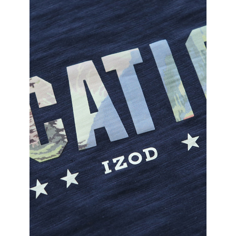 IZOD2018夏季新款竹节棉印花T恤圆领短袖男士T恤衫青年休闲短袖薄款男装