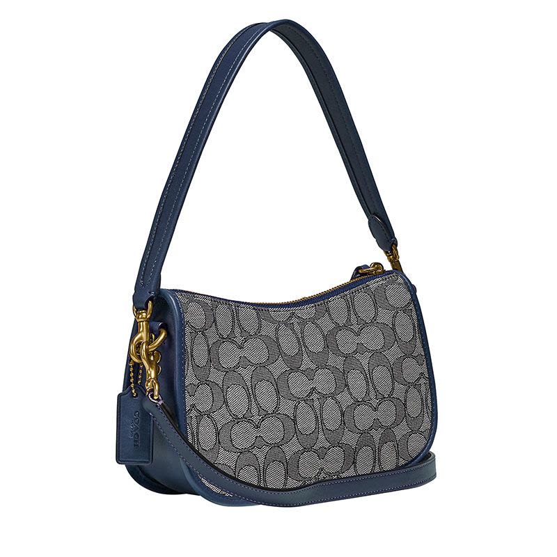 COACH蔻驰 SWINGER 腋下包 单肩包 织物椭圆扣 C0721 棕色拼色图片