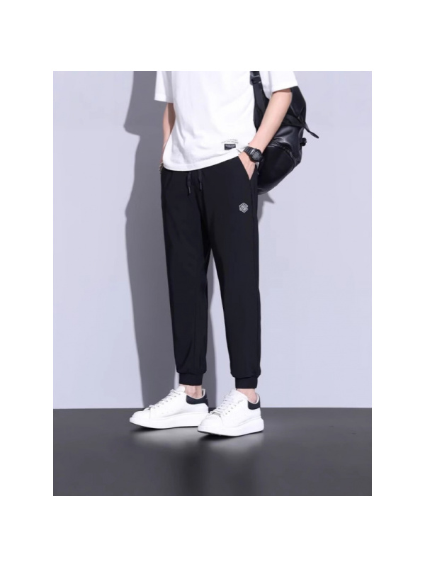 裤子男装休闲裤潮牌设计感小众九分裤款束脚休闲长裤