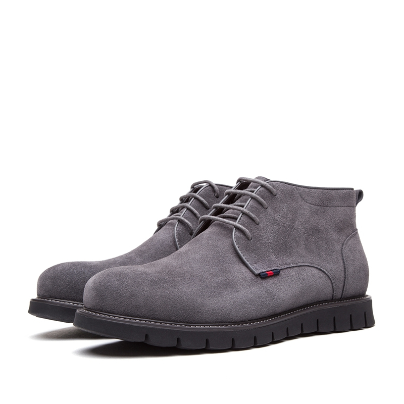 热风hotwind商务潮流男士系带休闲皮靴圆头平底短靴男h41m7410