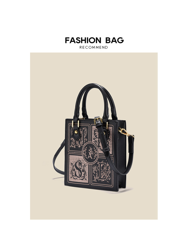 Three Sons手提小拎包女包复古感法式小方包时尚刺绣小众洋气单