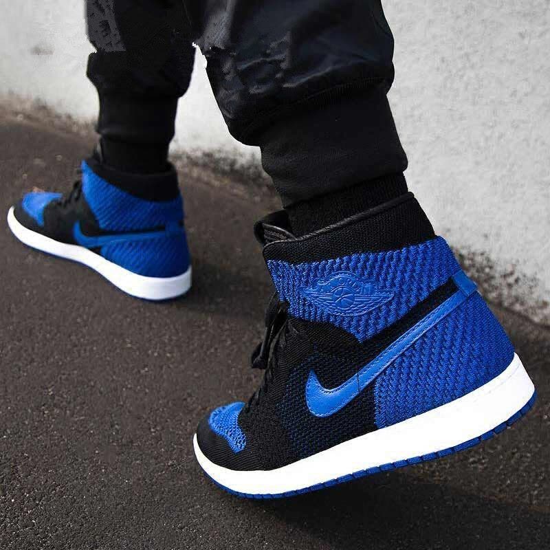 NIKE耐克AIRJORDAN1MIDAJ1黑蓝编织男子高帮篮球鞋919704-006图片