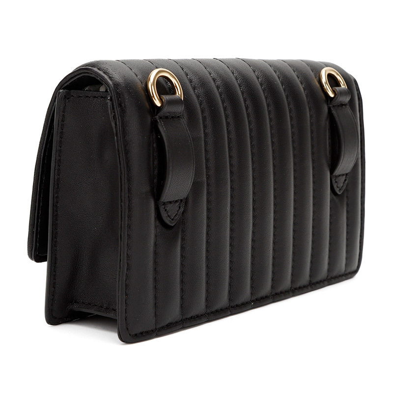 蔻驰coach奢侈品女士新款时尚黑色皮质小号单肩斜挎包链条包腰包两用