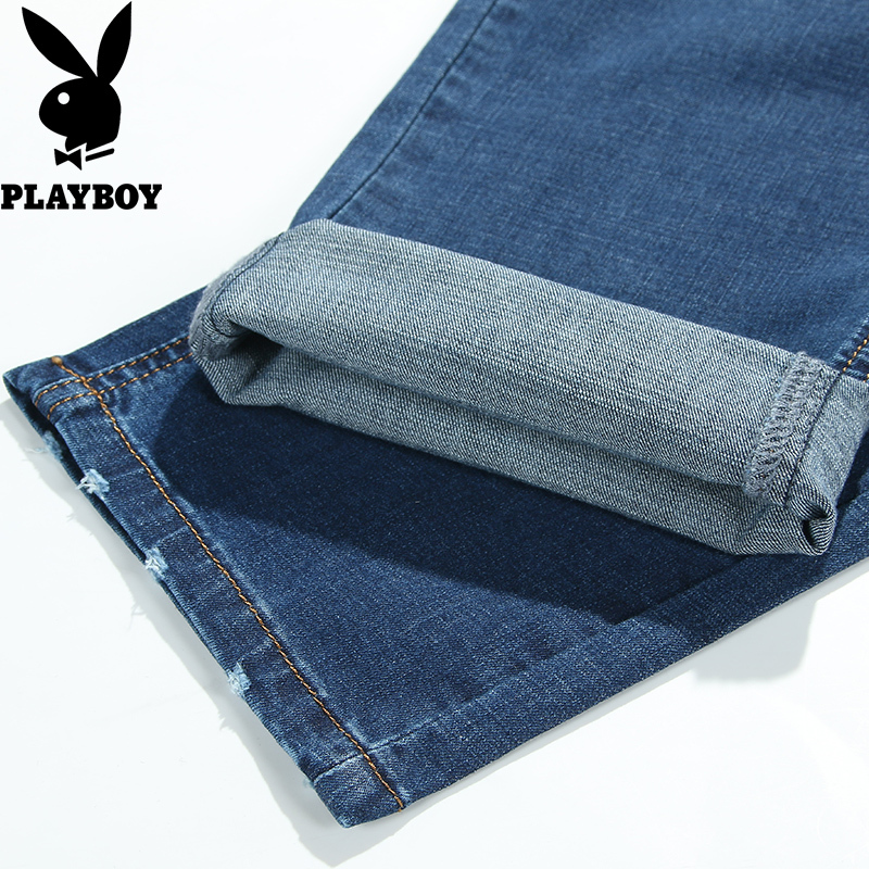 花花公子(PLAYBOY)青年牛仔裤男 时尚活力男裤潮流弹力修身直筒裤子夏季薄