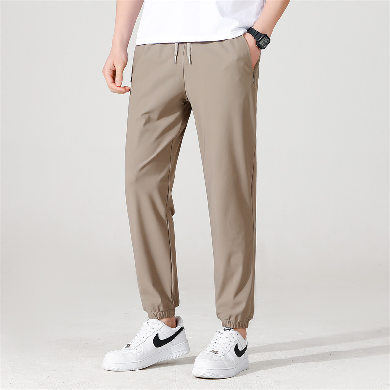 工厂直销年夏季新品抖音锦氨冰丝九分裤束脚运动休闲裤男