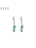 ELLE神秘绿光系列 S925银简约个性气质女 女 银耳饰耳环 送女友