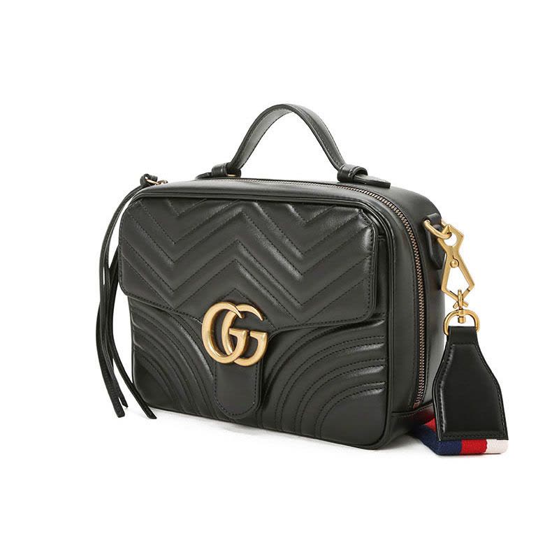 预订 GUCCI 古驰 GG MARMONT 女士单肩包 单肩包 双G饰扣绗缝皮498100金扣图片